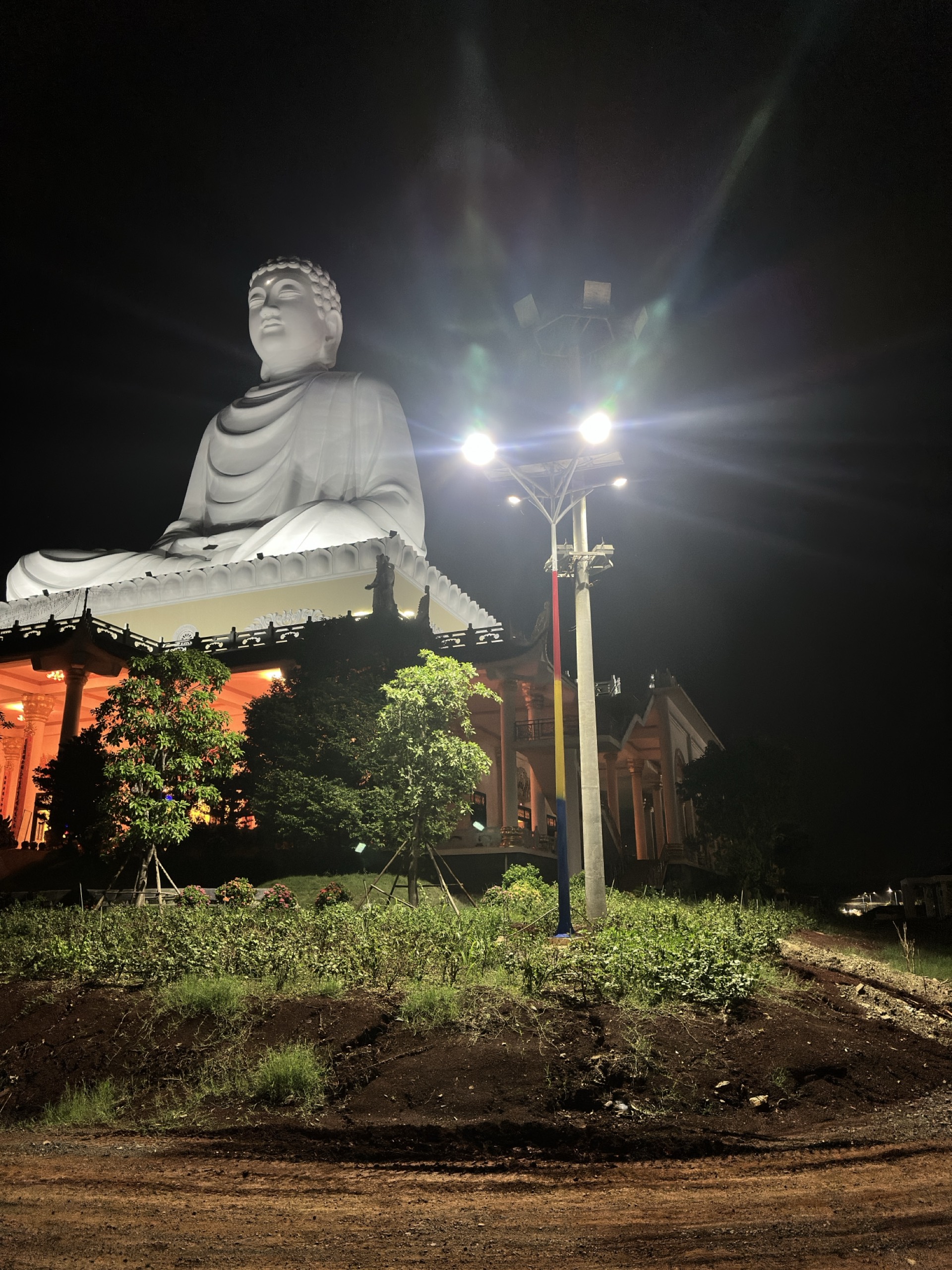 Hình ảnh trụ đèn LED năng lượng mặt trời CTP-OSCAR vào ban đêm