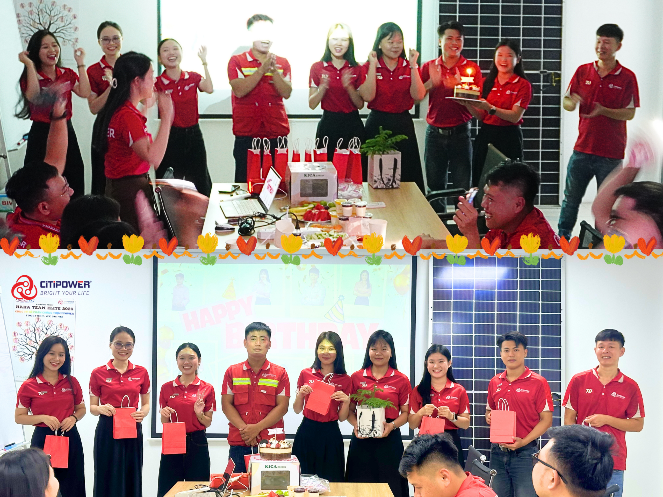 Cán bộ nhân viên CiTiPOWER quây quần hát chúc mừng sinh nhật các thành viên có ngày sinh trong Quý II tại chương trình Bright Day.