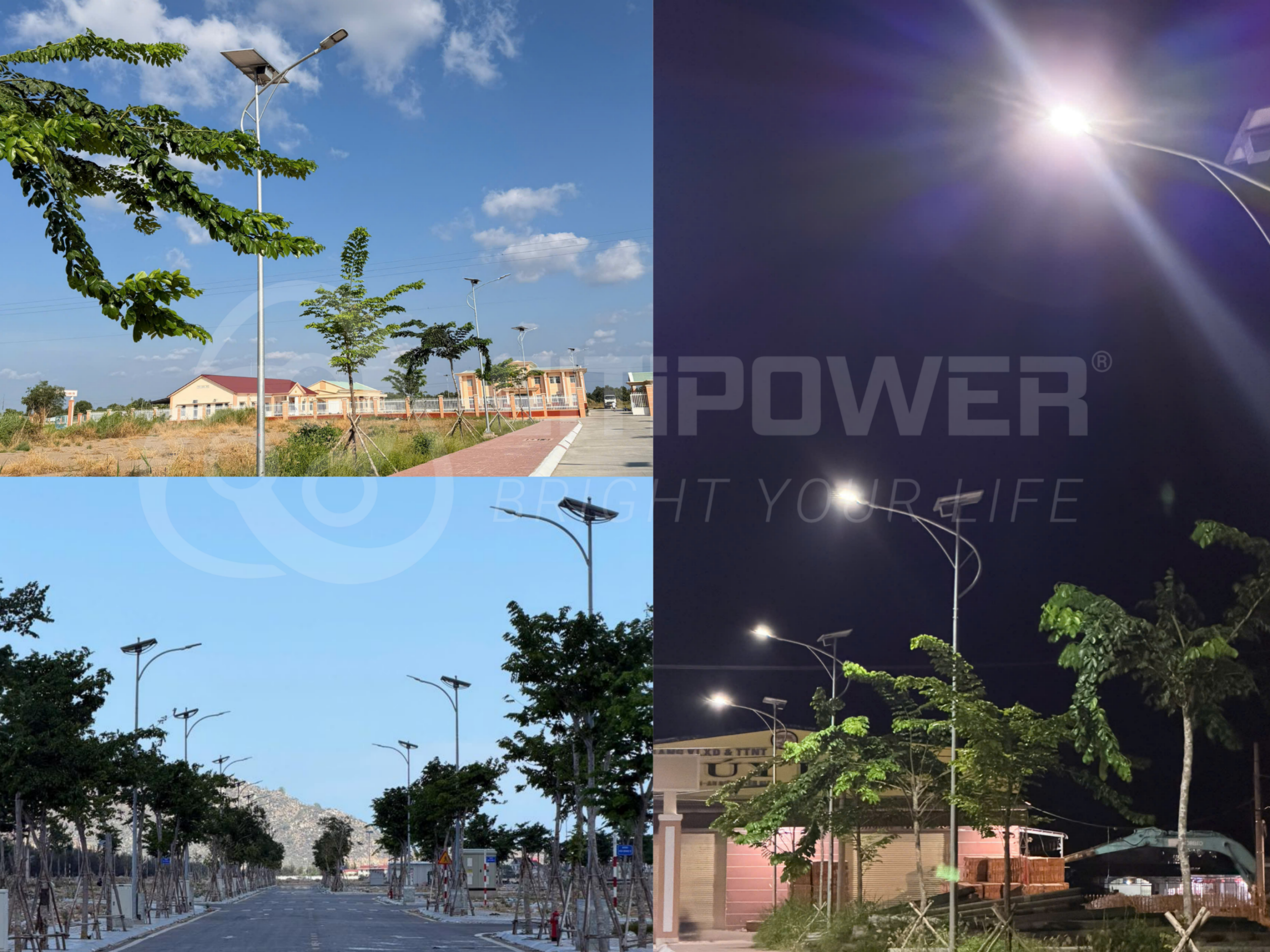 Hình ảnh một số công trình lắp đặt đèn đường năng lượng mặt trời CiTiPOWER trên toàn quốc.