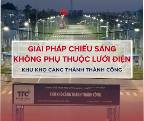 Hệ thống đèn LED năng lượng mặt trời CTP-ECO sau khi hoàn thiện tại Kho cảng Thành Thành Công