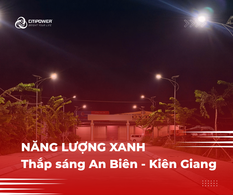 Ảnh bìa dự án đèn đường năng lượng mặt trời CiTiPOWER tại An Biên, Kiên Giang với giải pháp chiếu sáng sử dụng năng lượng xanh.